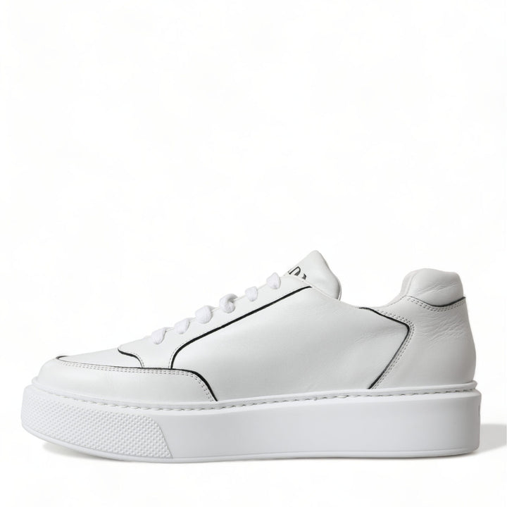 Prada White Leather Montana Low Top Lace Up Sneakers Shoes