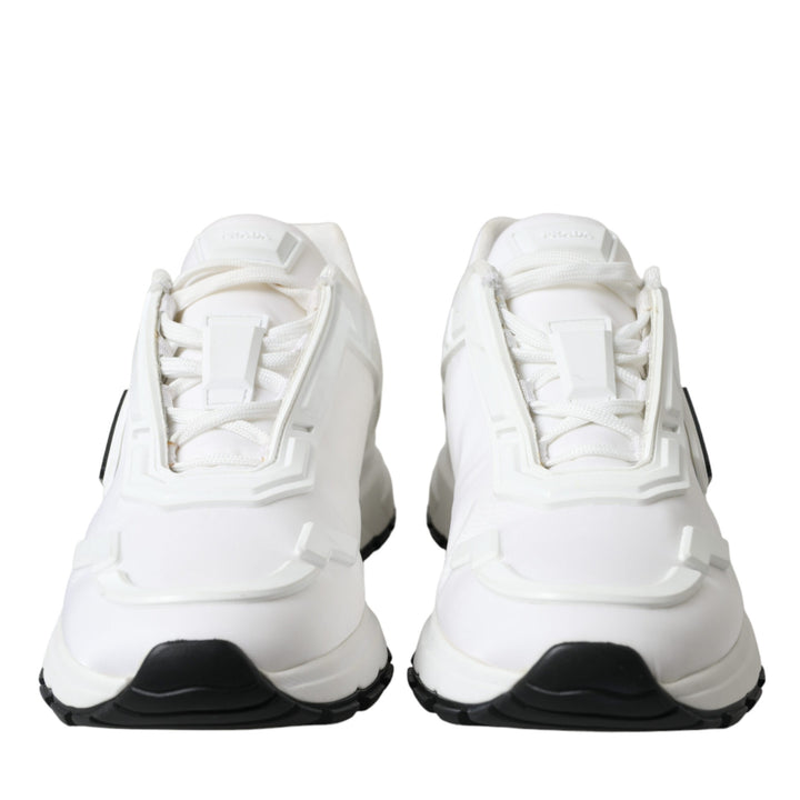 Prada White Re-Nylon Triangle Logo Low Top Sneakers Shoes