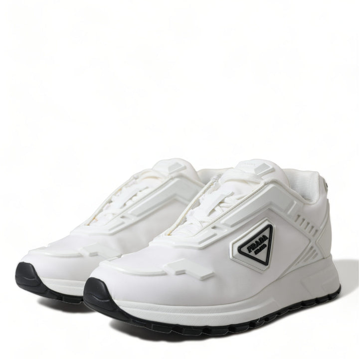 Prada White Re-Nylon Triangle Logo Low Top Sneakers Shoes