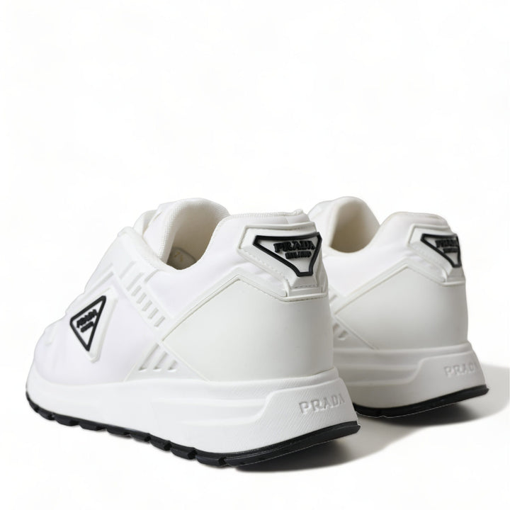 Prada White Re-Nylon Triangle Logo Low Top Sneakers Shoes