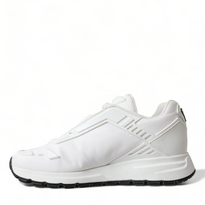 Prada White Re-Nylon Triangle Logo Low Top Sneakers Shoes