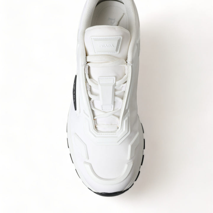 Prada White Re-Nylon Triangle Logo Low Top Sneakers Shoes