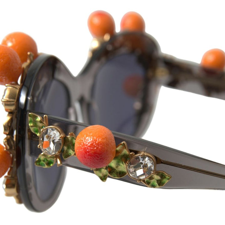 Dolce & Gabbana Gray DG4283B Crystals Orange Appliques Sunglasses