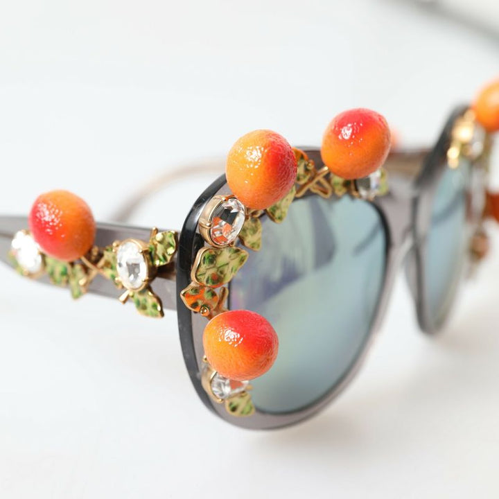 Dolce & Gabbana Gray DG4283B Crystals Orange Appliques Sunglasses