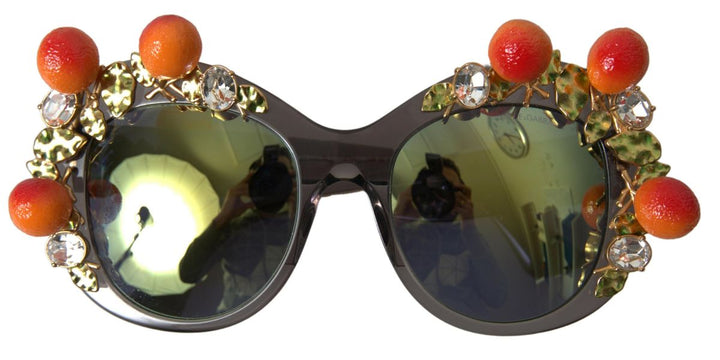 Dolce & Gabbana Gray DG4283B Crystals Orange Appliques Sunglasses