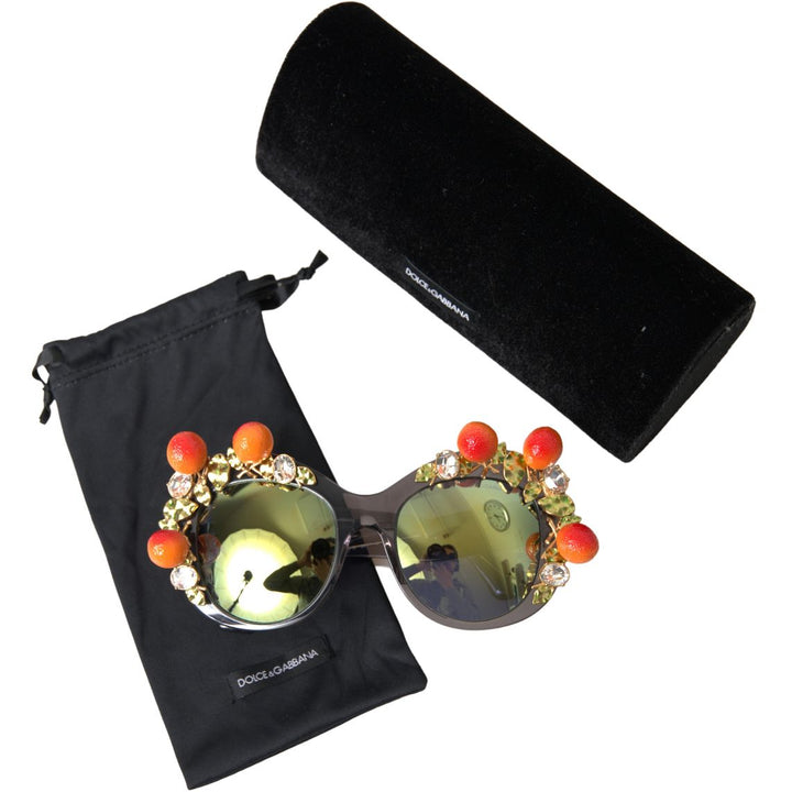 Dolce & Gabbana Gray DG4283B Crystals Orange Appliques Sunglasses