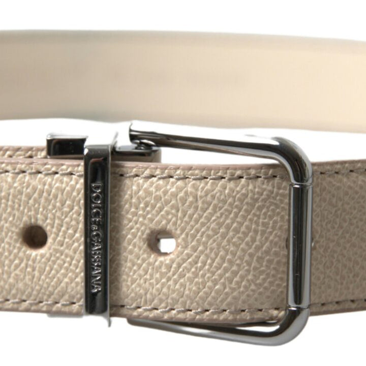 Dolce & Gabbana Beige Leather Metal Buckle Men Cintura Belt