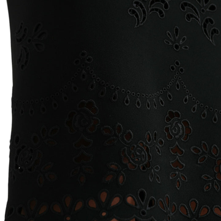 Dolce & Gabbana Black Floral Lace Viscose Bodycon Midi Dress