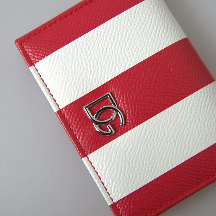 Dolce & Gabbana Red White Leather DG Logo Card Holder Women Wallet