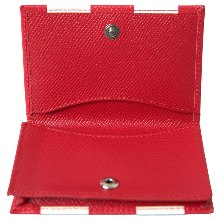 Dolce & Gabbana Red White Leather DG Logo Card Holder Women Wallet