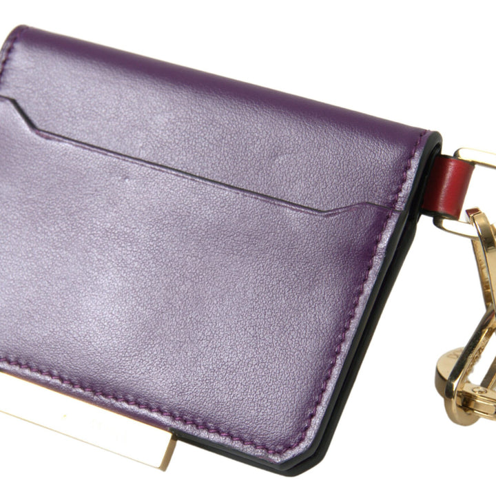 Dolce & Gabbana Purple Calf Leather Bifold Logo Card Holder Wallet