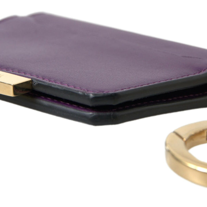 Dolce & Gabbana Purple Calf Leather Bifold Logo Card Holder Wallet