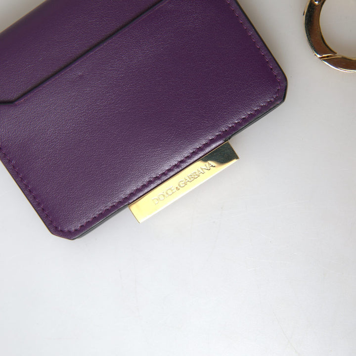 Dolce & Gabbana Purple Calf Leather Bifold Logo Card Holder Wallet