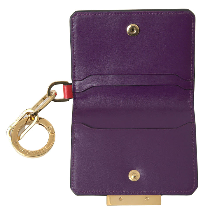 Dolce & Gabbana Purple Calf Leather Bifold Logo Card Holder Wallet