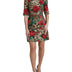 Dolce & Gabbana Brown Leopard Red Roses Cotton A-line Dress