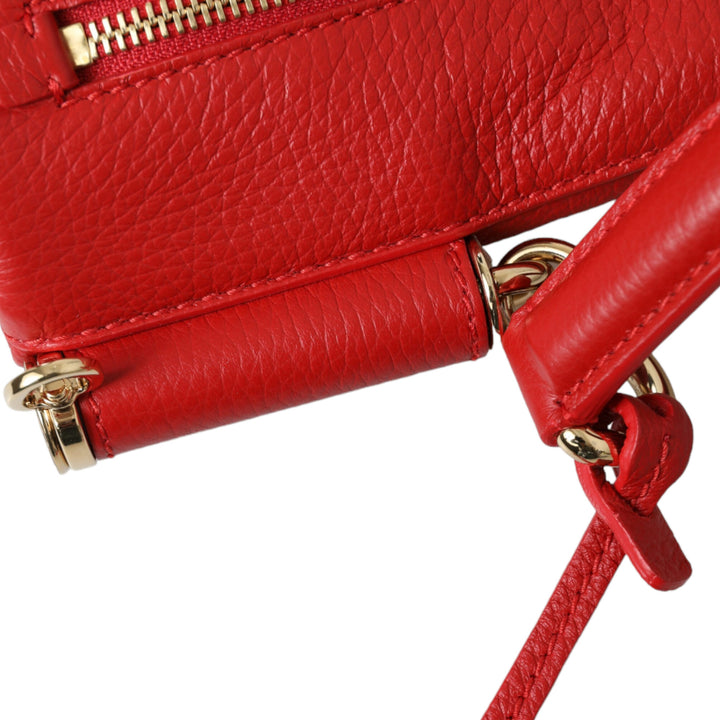 Dolce & Gabbana Red Leather Large Miss Sicily Top Handle Women Bag