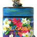 Dolce & Gabbana Blue Floral Dauphine Leather Logo Printed Airpods Case