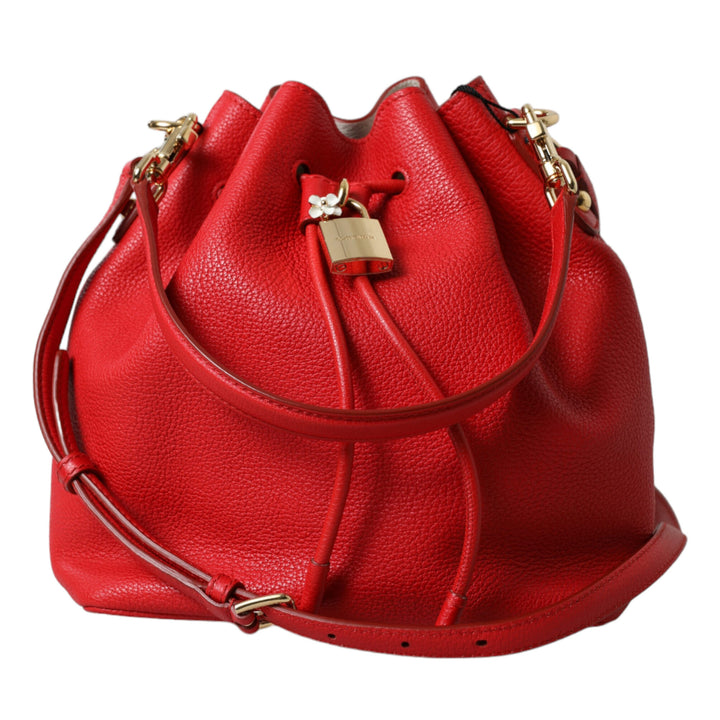 Dolce & Gabbana Red Leather Claudia Drawstring Bucket Women Bag