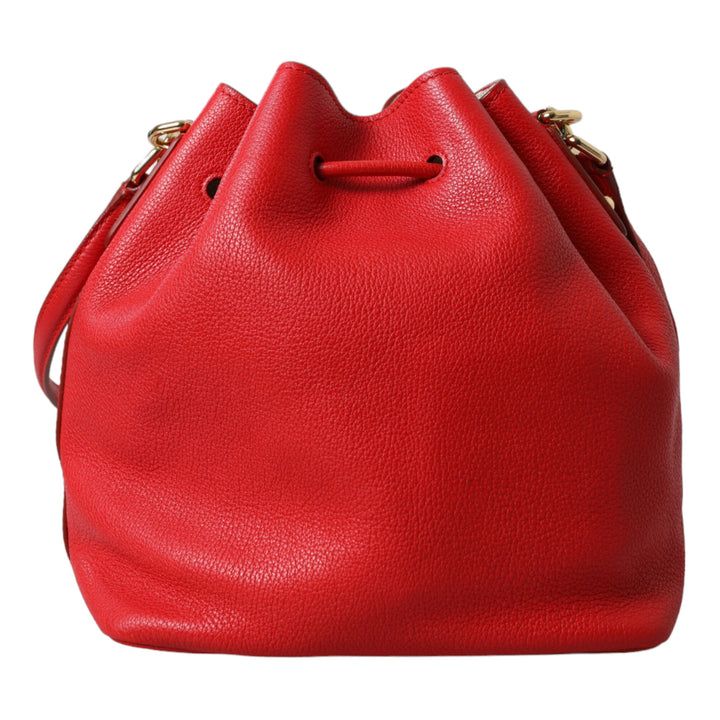 Dolce & Gabbana Red Leather Claudia Drawstring Bucket Women Bag