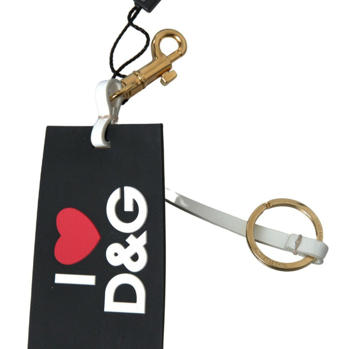 Dolce & Gabbana Black Silicone DG Logo Gold Brass Keychain