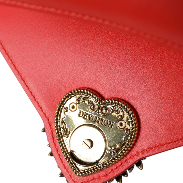 Dolce & Gabbana Red Leather DEVOTION Gold Heart Shoulder Borse Bag