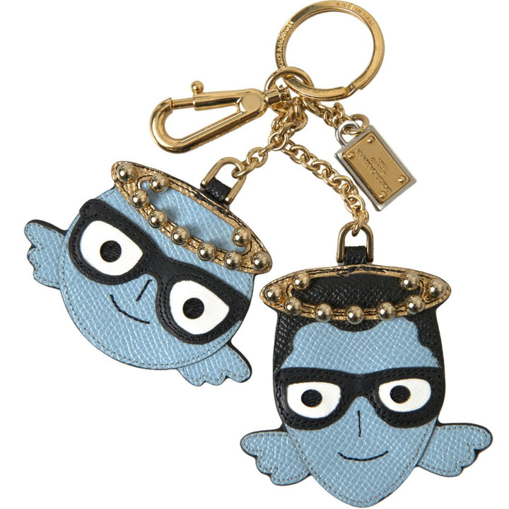 Dolce & Gabbana Blue Angel Leather Dominico Stefano Keyring Keychain