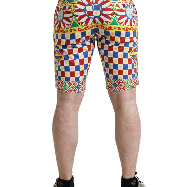 Dolce & Gabbana Multicolor Carretto Print Men Bermuda Shorts