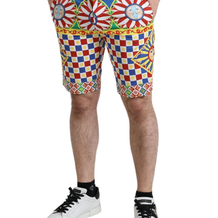 Dolce & Gabbana Multicolor Carretto Print Men Bermuda Shorts