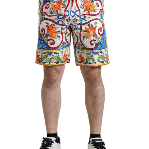 Dolce & Gabbana Multicolor Majolica Print Men Bermuda Shorts