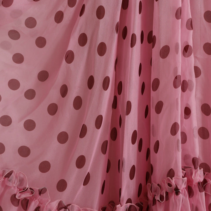 Dolce & Gabbana Pink Polka Dots A-line Strapless Gown Dress