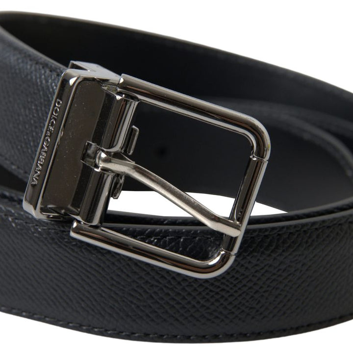 Dolce & Gabbana Black Leather Silver Metal Buckle Women Belt