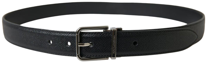 Dolce & Gabbana Black Leather Silver Metal Buckle Women Belt