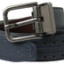 Dolce & Gabbana Blue Leather Perforated Metal Buckle Belt