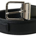 Dolce & Gabbana Black Leather Silver Metal Buckle Belt