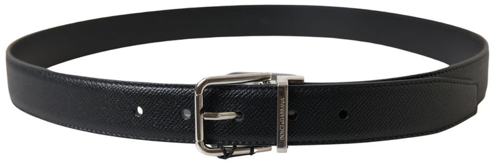 Dolce & Gabbana Black Leather Silver Metal Buckle Belt