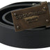 Dolce & Gabbana Black Leather Antique Logo Buckle Belt