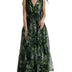 Dolce & Gabbana Green Flocked Leaf Georgette A-line Dress