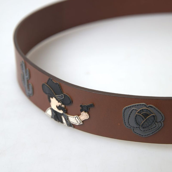 Dolce & Gabbana Brown Leather #DGFAMLY Square Buckle Belt