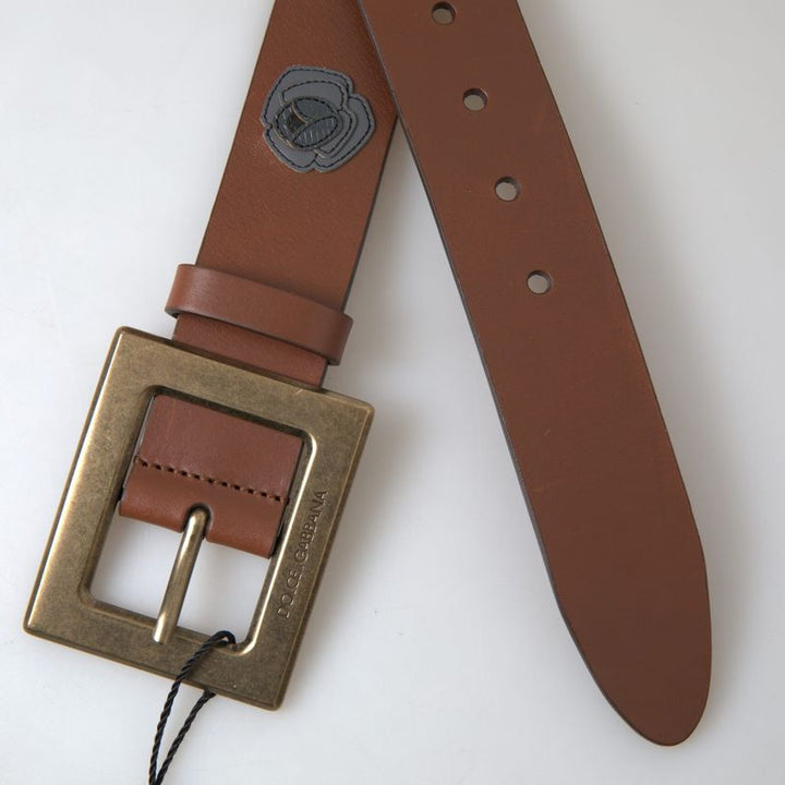 Dolce & Gabbana Brown Leather #DGFAMLY Square Buckle Belt