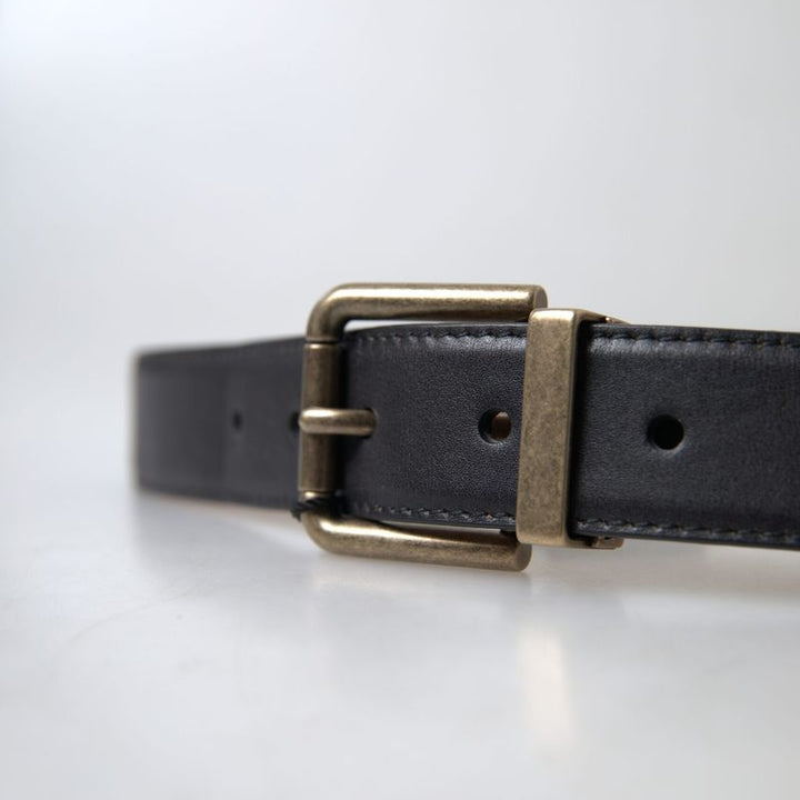 Dolce & Gabbana Black Leather Antique Metal Buckle Belt