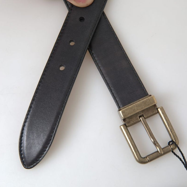 Dolce & Gabbana Black Leather Antique Metal Buckle Belt