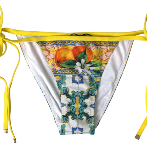 Dolce & Gabbana Multicolor Majolica Print Bottom Beachwear Bikini