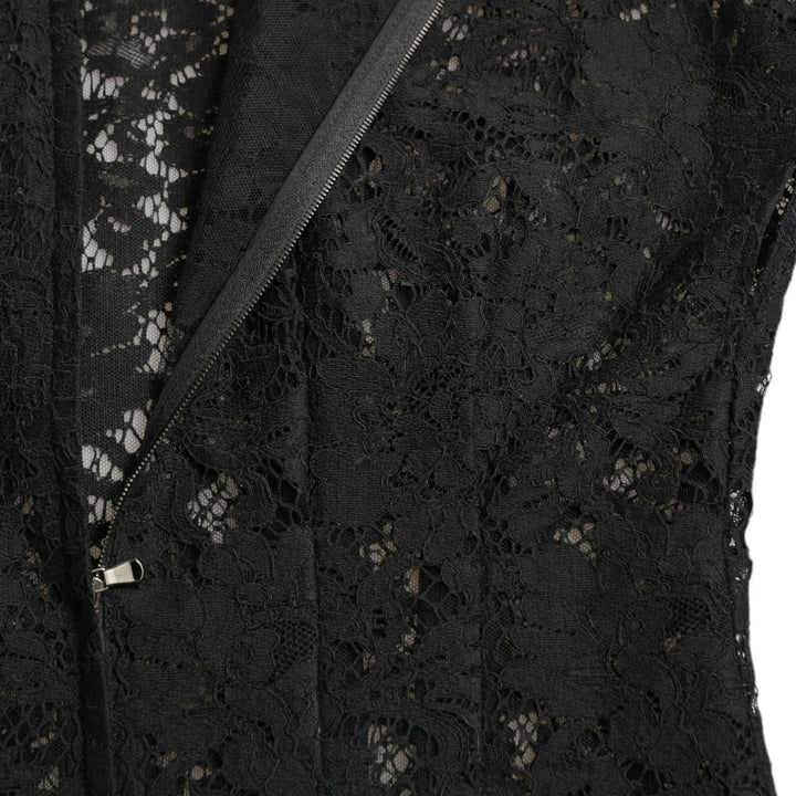 Dolce & Gabbana Black Floral Lace Cotton A-line Mini Dress