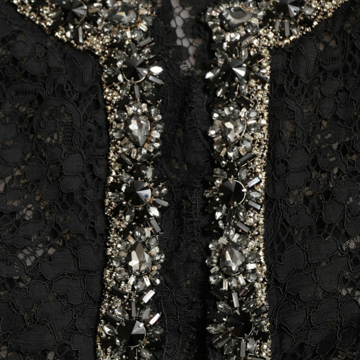 Dolce & Gabbana Black Lace Crystal Embellished Shift Dress