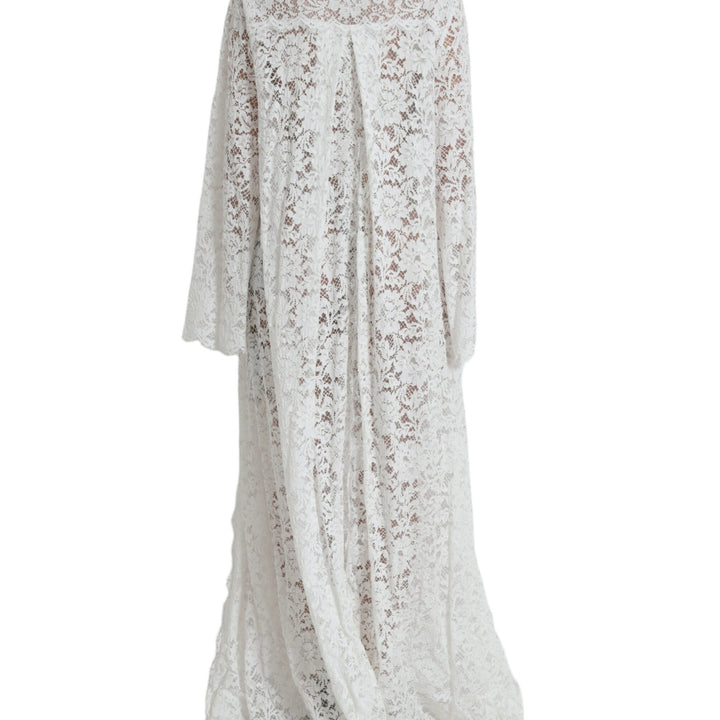 Dolce & Gabbana White Lace Crystal Embellished Shift Dress