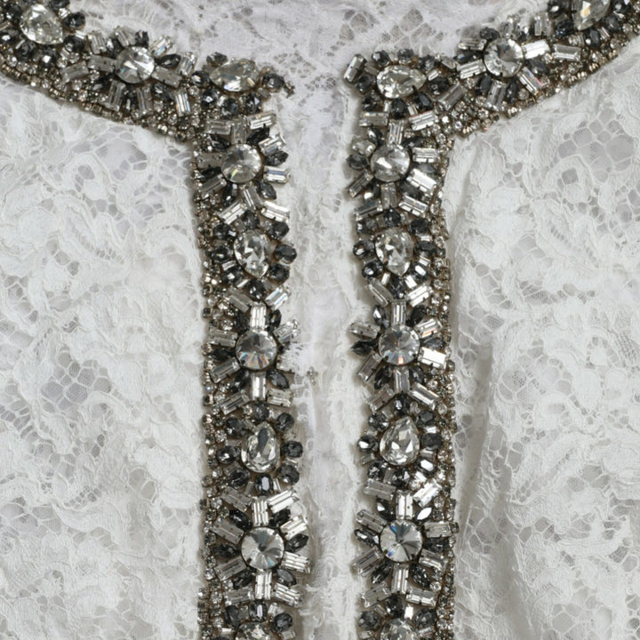 Dolce & Gabbana White Lace Crystal Embellished Shift Dress