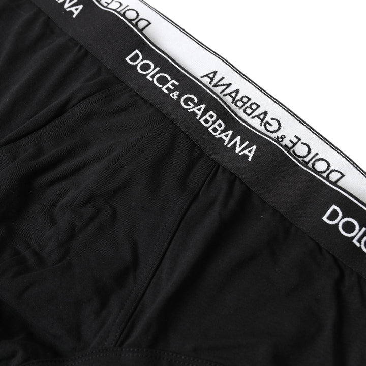 Dolce & Gabbana Black Cotton Stretch Slip Brando Brief Underwear