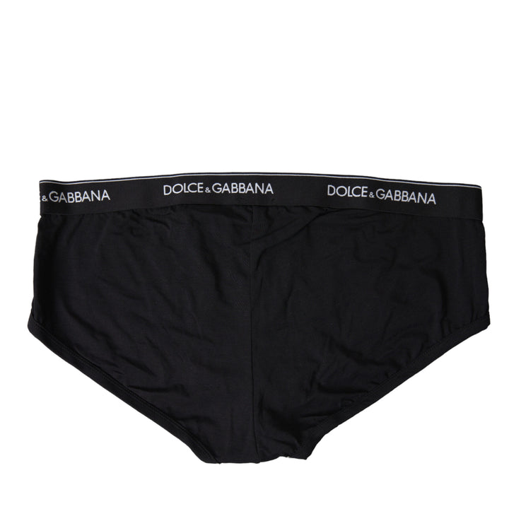 Dolce & Gabbana Black Cotton Stretch Slip Brando Brief Underwear