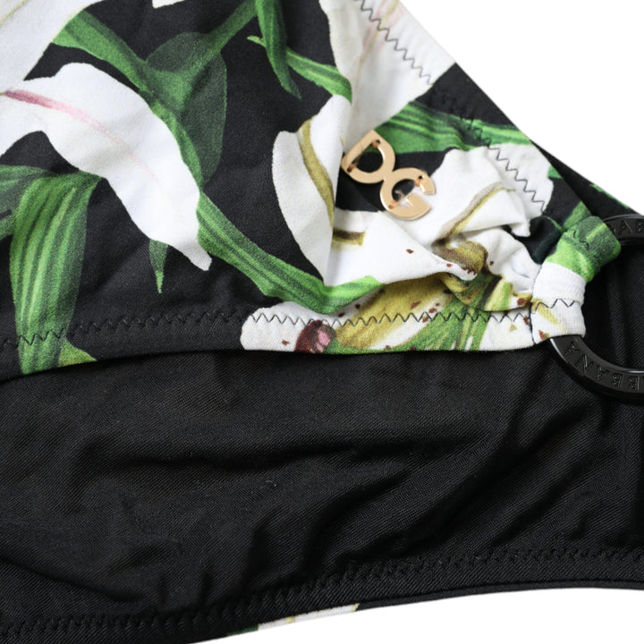 Dolce & Gabbana Black Lily Print Swimwear Bottom Beachwear Bikini