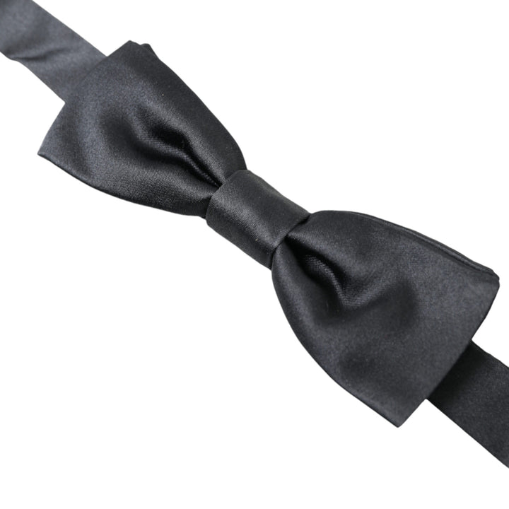 Dolce & Gabbana Dark Gray Silk Adjustable Neck Men Papillon Bow Tie